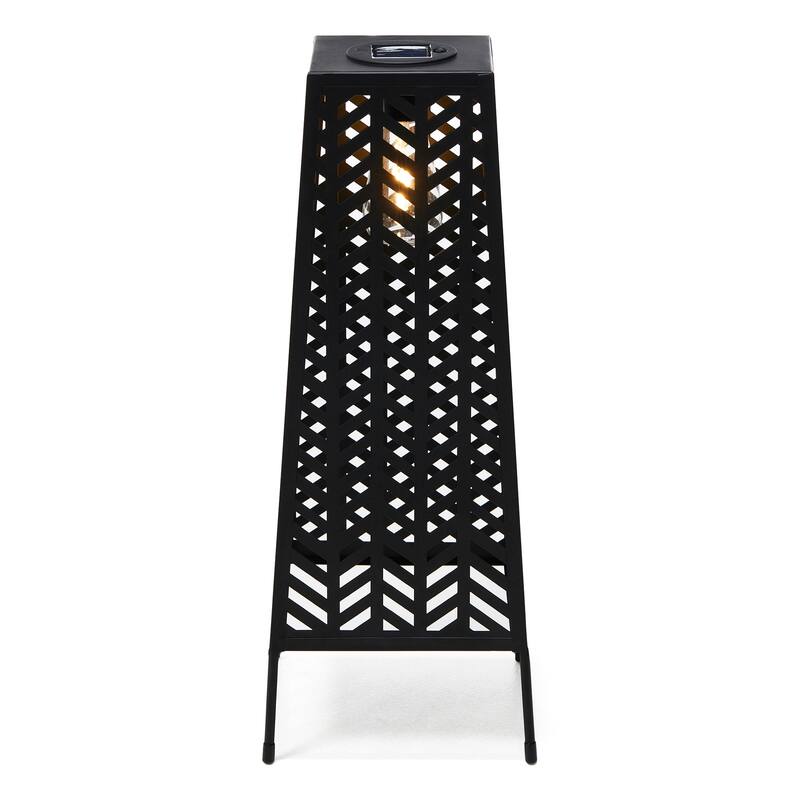 Glitzhome 21.5"H Solar Powered Floor Lantern with Edison Bulb - 8.50"L X 8.50"W X 21.50"H
