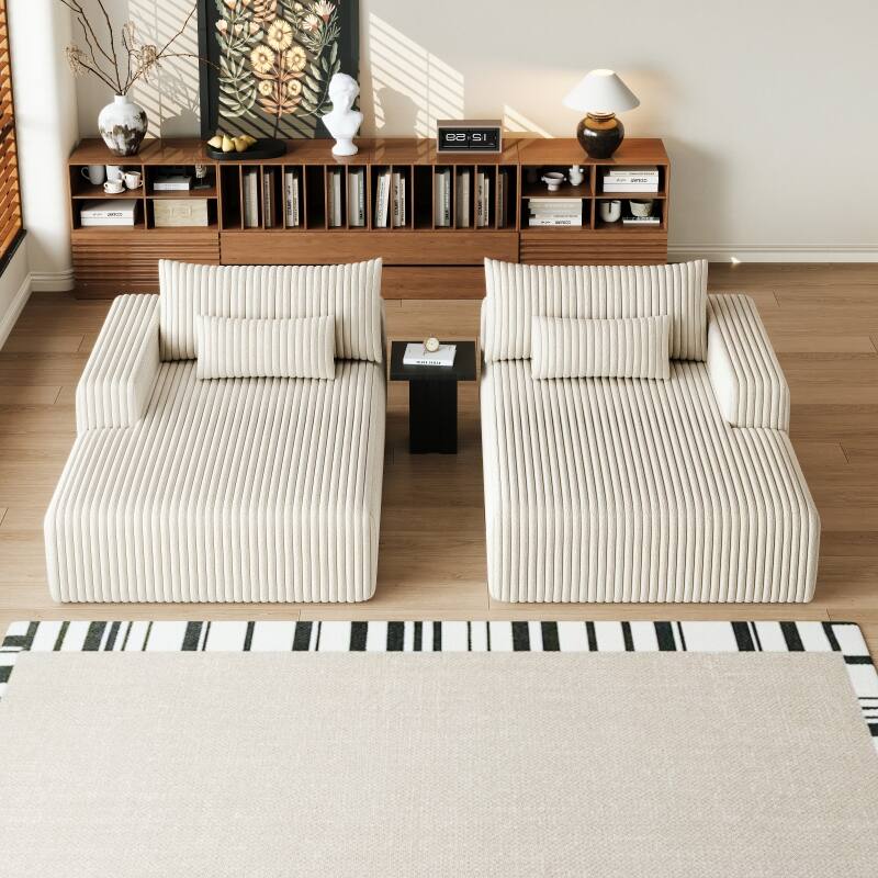 Roomfitters 102" Modern Sectional Lounge Chaise, Cloud Plush Loveseat Sleeper Sofa Bed, No Assembly Recliner Couch