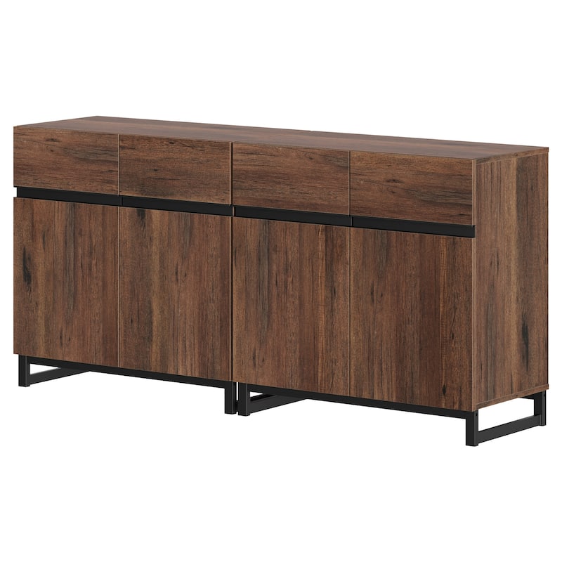 WAMPAT Storage Cabinet, Modern Sideboard with Adjustable Shelf and Metal Base
