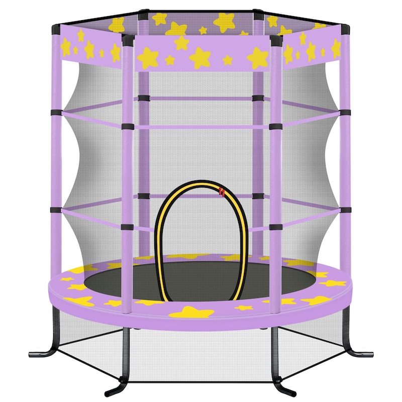 55 Inch Kids Trampoline with Safety Enclosure Net, 4.5FT Outdoor Indoor Trampoline for Kids - Black