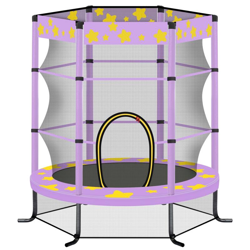 55-Inch Kids Trampoline with Safety Enclosure Net, Outdoor and Indoor Use - Versatile Activity Center for Family Fun - Purple