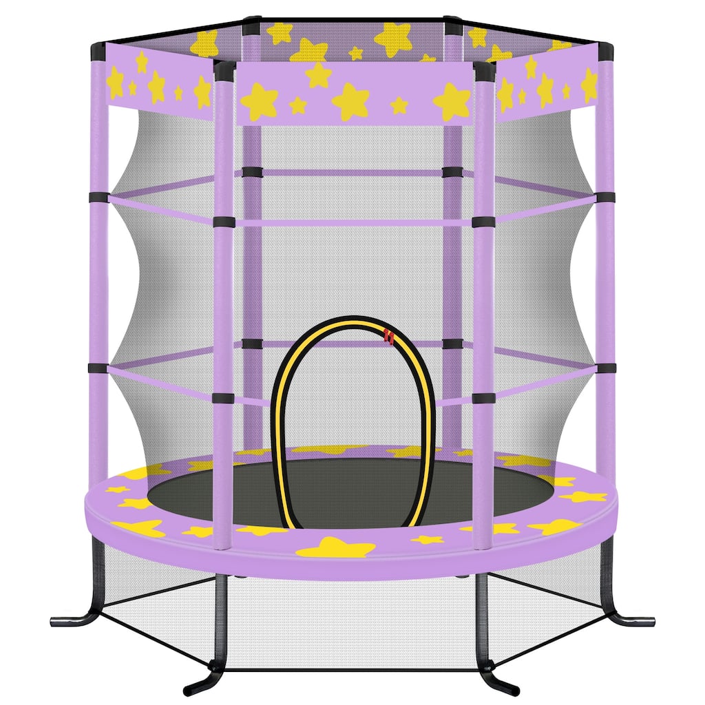 55-Inch Kids Trampoline with Safety Enclosure Net, Outdoor and Indoor Use - Versatile Activity Center for Family Fun