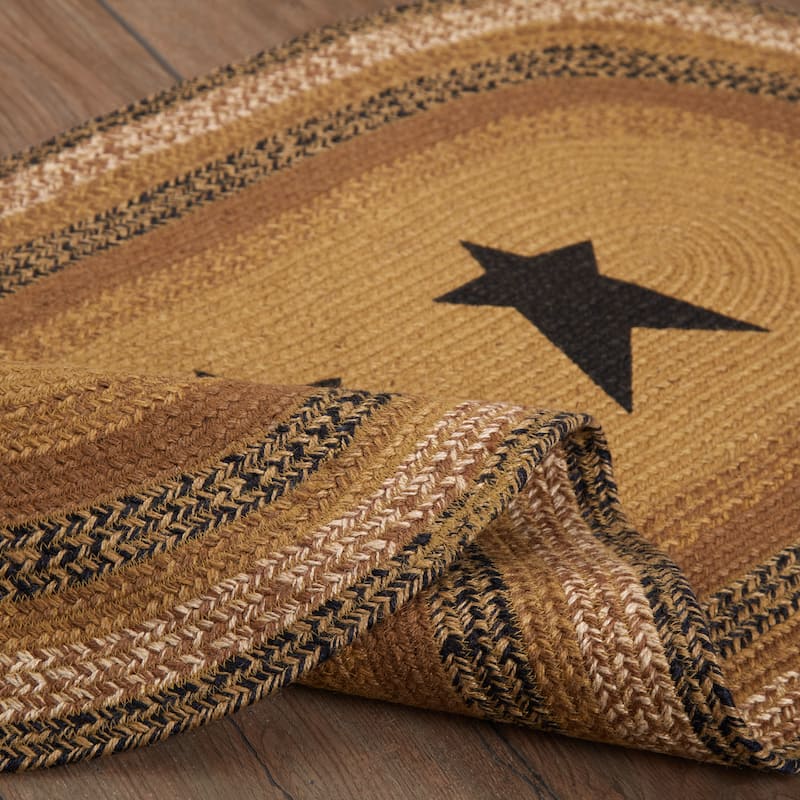 Kettle Grove Jute Rug Oval Stencil Stars w/ Pad 27x48 - 27" x 48"