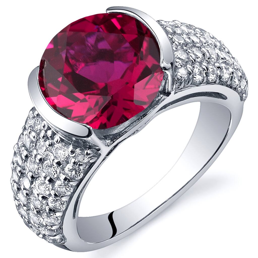 Oravo Sterling Silver 5 ct Created Ruby Birthstone Ring