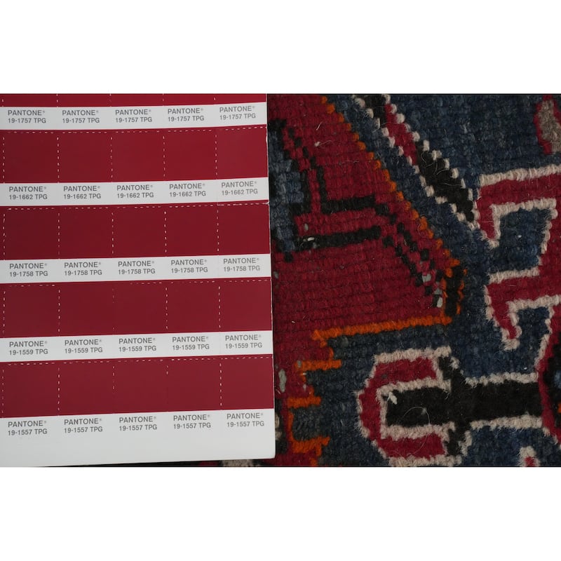 Hand Knotted Oriental 100% Wool Carpet Traditional Geometric Red Heriz Runner Rug - 10' 8'' X 3' 3''