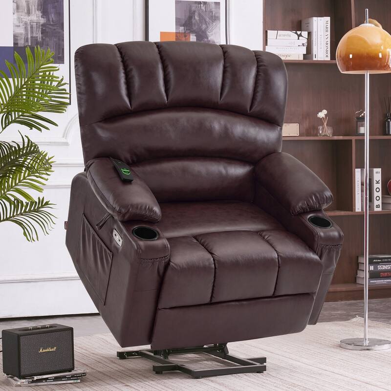 MCombo Power Lift Recliner Chair Sofa with Massage and Heat, Faux ...