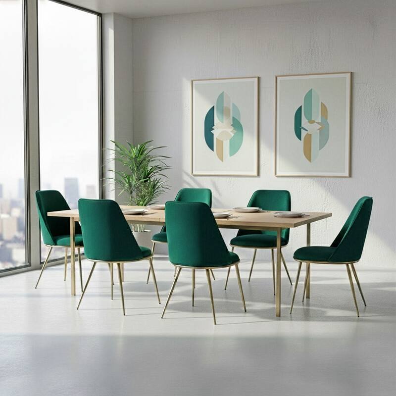 Anzu Glam Green Velvet Dining Chairs with Goldtone Legs (Set of 2)