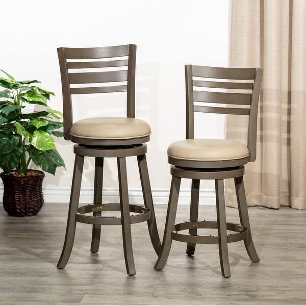Grey Counter Height Swivel Stool Rolling Stool Adjustment for Kitchen