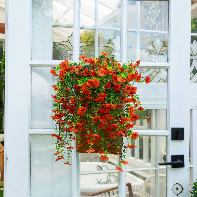 31-in UV Resistant Artificial Daisy Hanging Plant - Set of 6