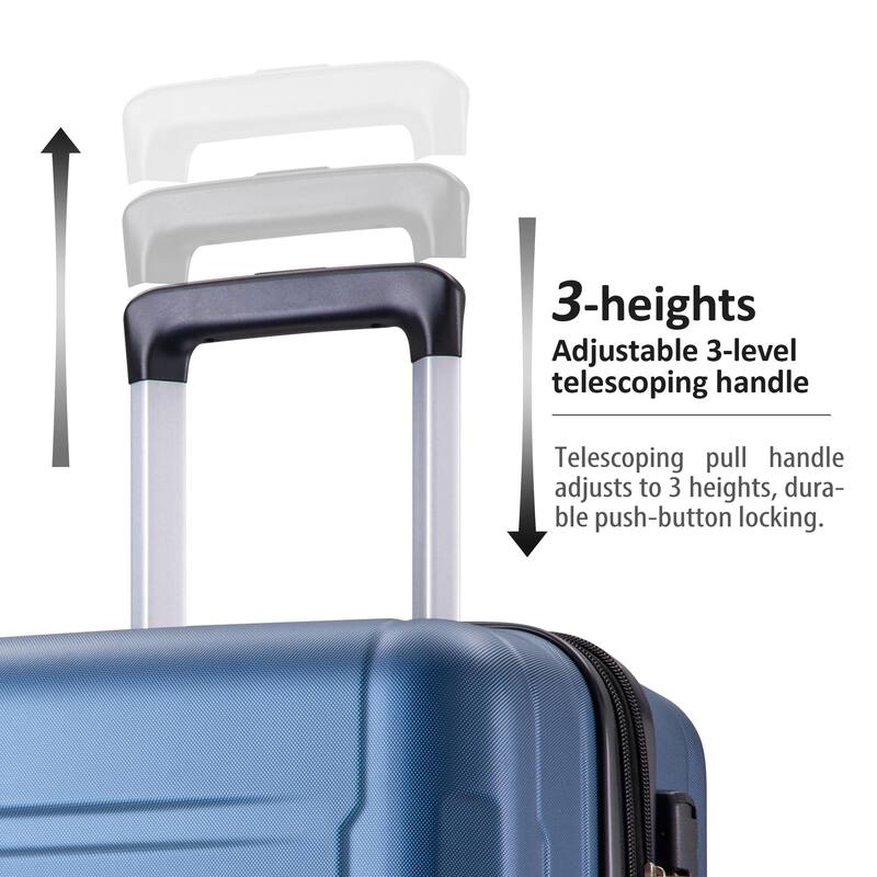 3 peice Luggage Set ABS Suitcase Hardshell with Wheels 360° Spinner TSA ...