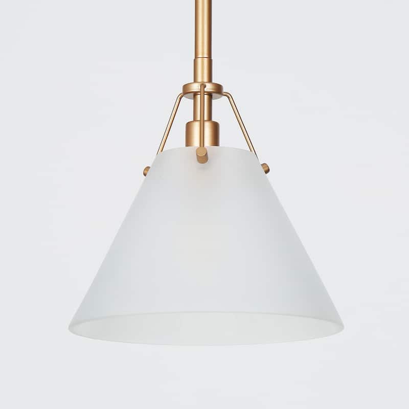 Modern Farmhouse Mini 1-light Kitchen Islands Pendant Light with Cone Frosted Glass Shade - D 7.9'' x H 70.9''