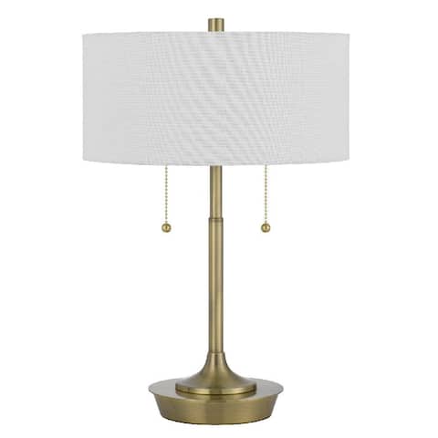 20 Inch Metal Table Lamp with Pull Chain Switch, Brass - 15 L X 13 W X 20 H Inches