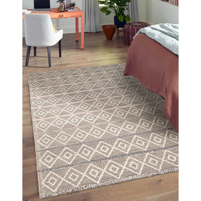 ECARPETGALLERY Braid weave Sienna Cream Wool Rug - 5'0 x 8'0