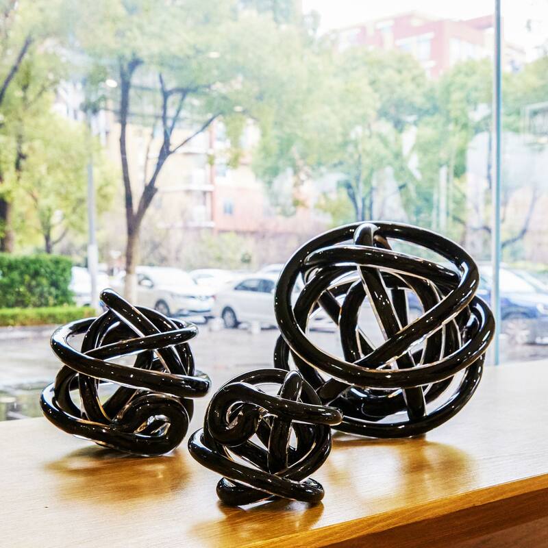 Luxury Lane Hand Blown Infinity Knot Sommerso Art Orbit Glass Ball