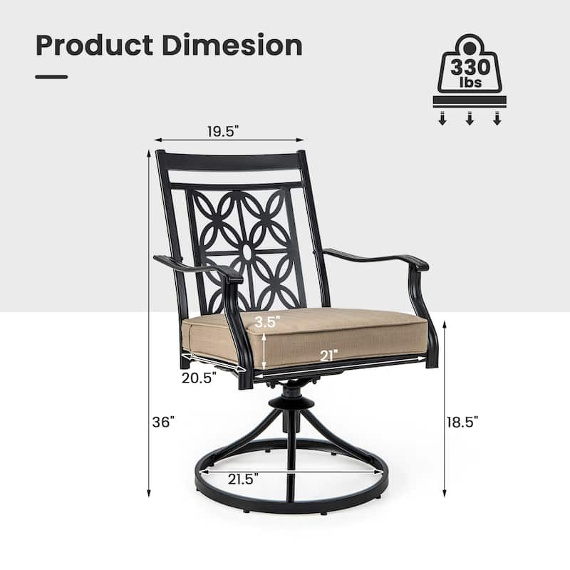 Gymax Patio Metal Swivel Chairs Set of 4 Fabric Bistro Rocker Chairs