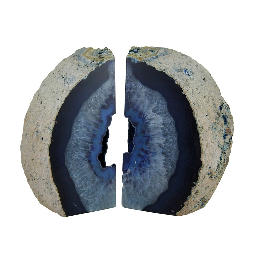 Large Polished Blue Brazilian Agate Geode Bookends 7 11 Pounds Overstock 18435854