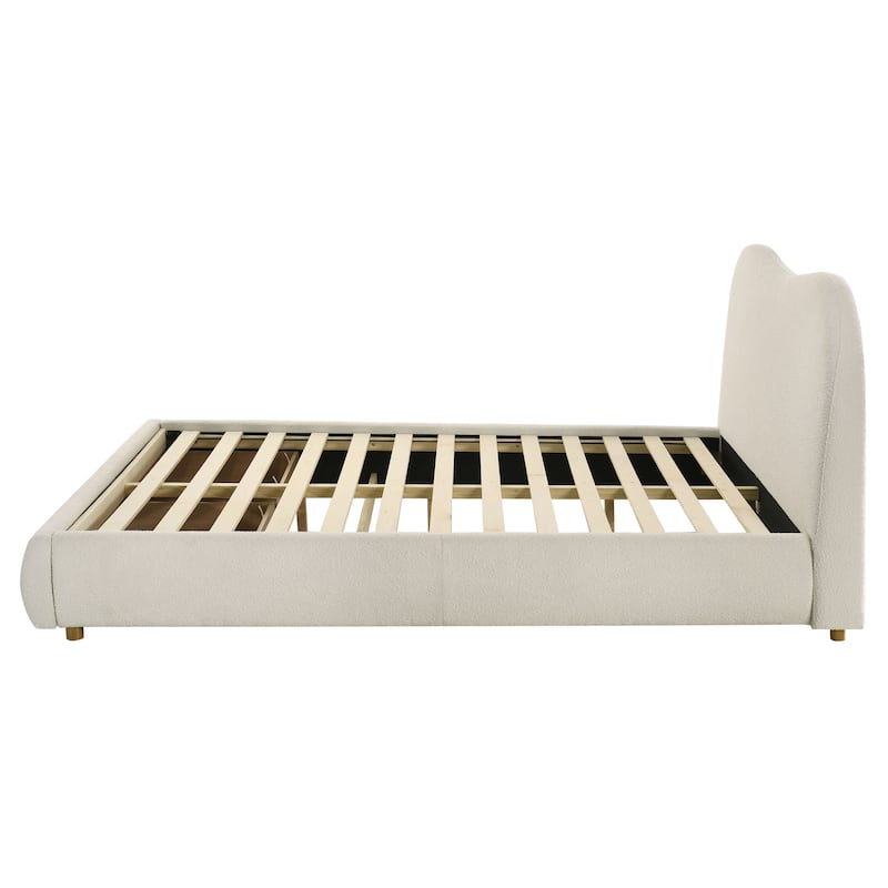 Furniture of America Niric Modern Fabric Upholstered Platform Bed with Storage Footboard