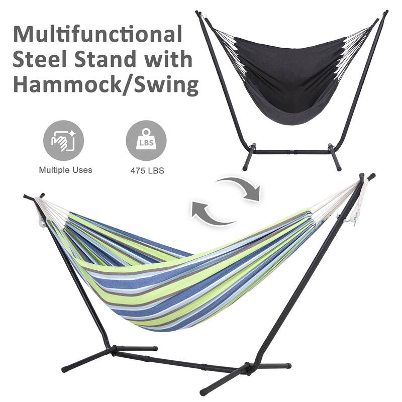 10.7 ft. 2-Person Brazilian-Style hammock with Stand - Convertible