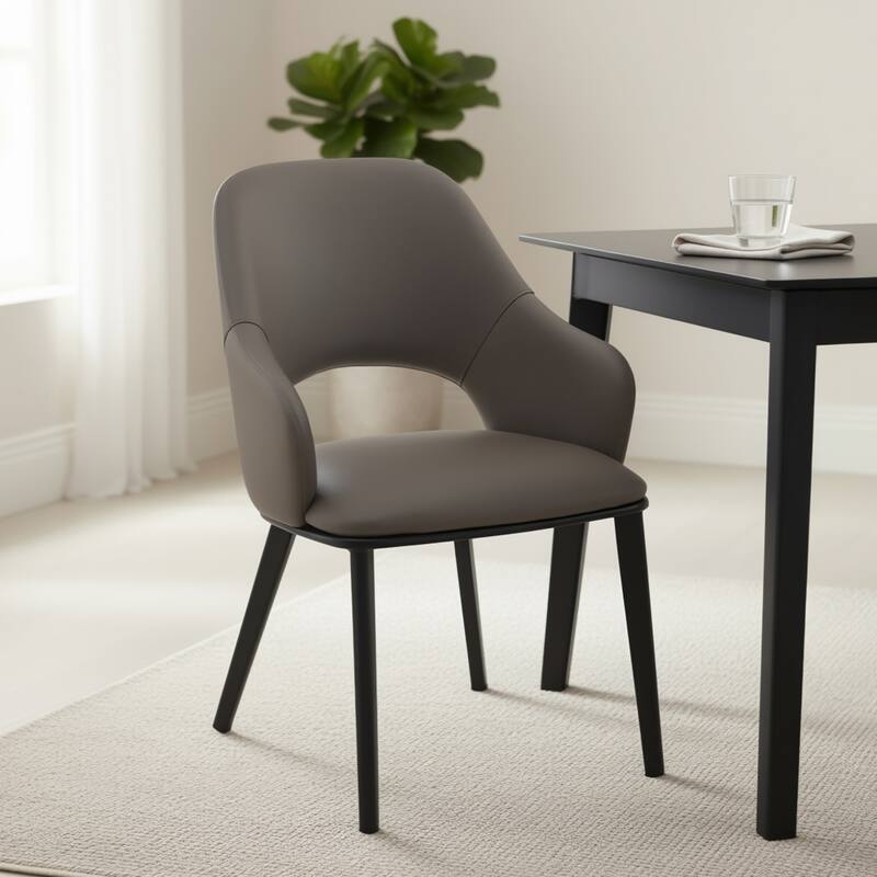 Modern Faux Leather and Metal Dining Chair, Set of 4