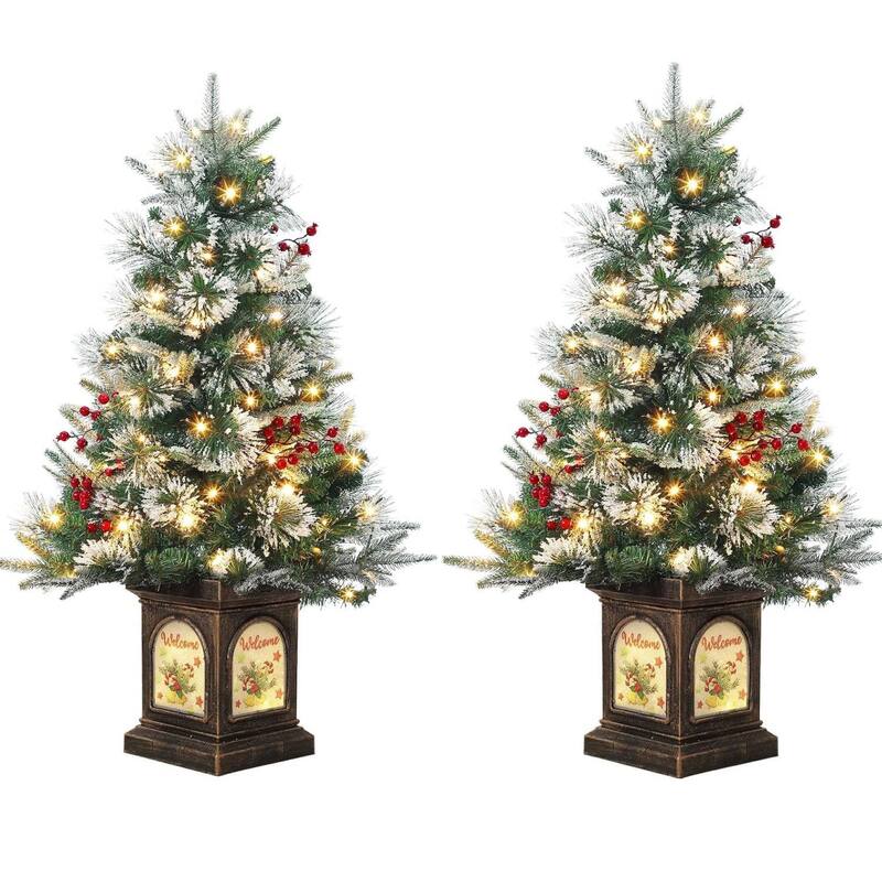3FT Pre-Lit Artificial Christmas Xmas Tree with 78 LED Lights - Green 2 pcs