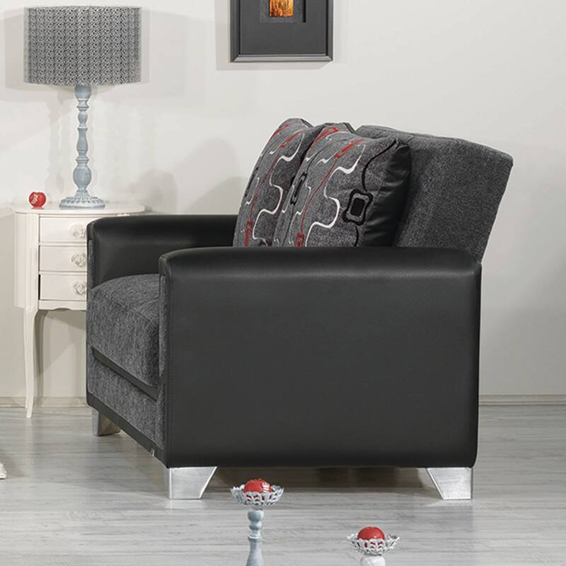 Collection Upholstered Convertible Loveseat With Storage