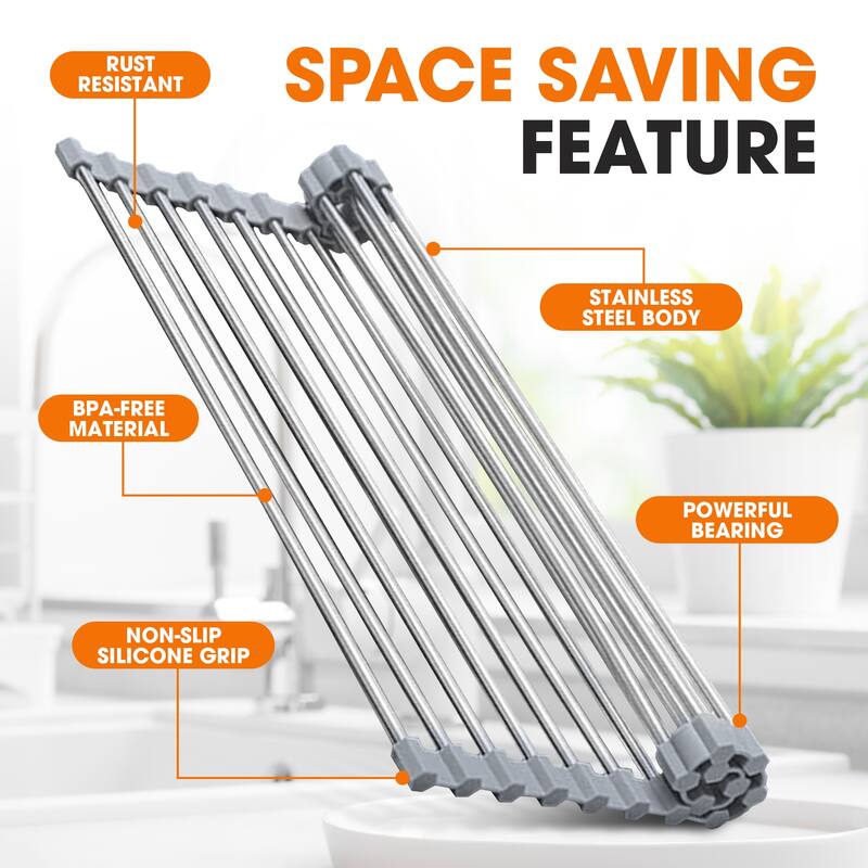 Cheer Collection Multipurpose Over The Sink Stainless Steel Drying Rack