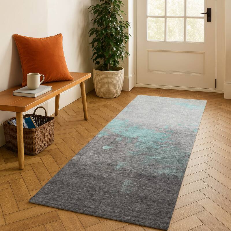 Premium Washable Super Soft Modern Glam Mayfield Rug - Teal - 2'3" x 7'6"
