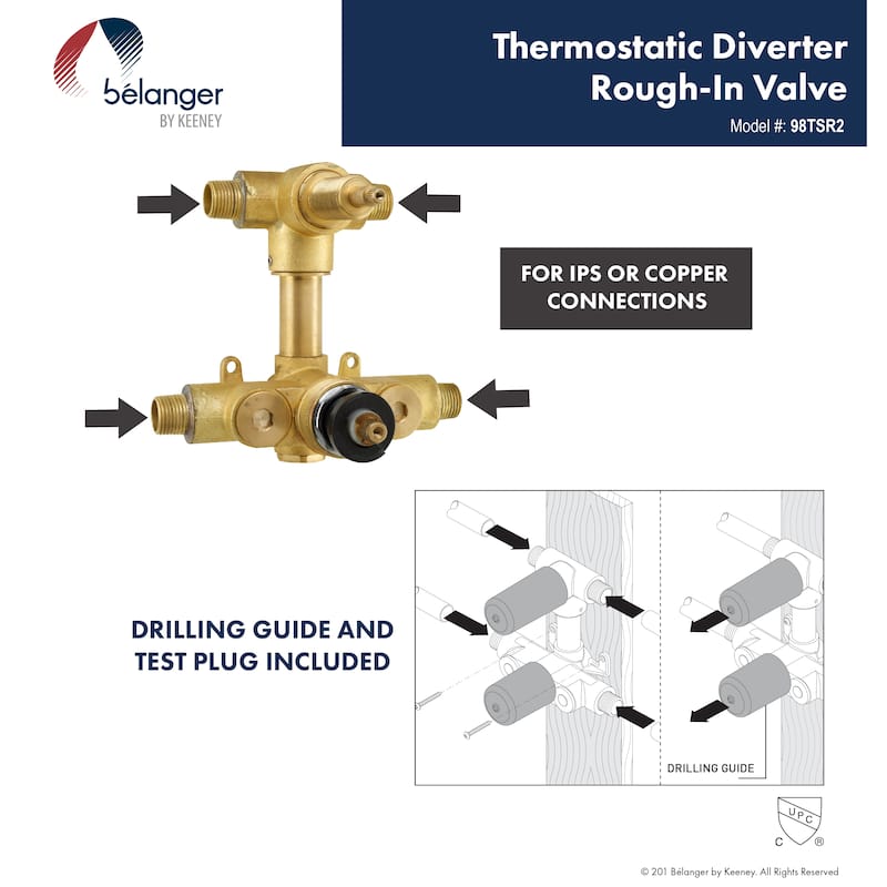 Belanger Quadrato Thermostatic Wall Shower Kit from Wall