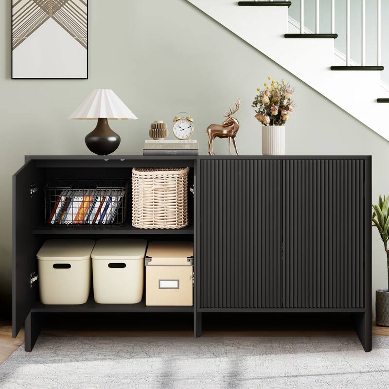 57in.W Wooden 4-Door sideboard/Buffet Storage Cabinet
