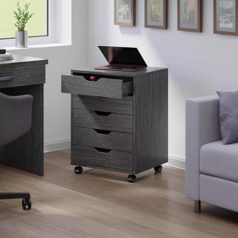 Halifax 5-Drawer Mobile Cabinet Charcoal Finish