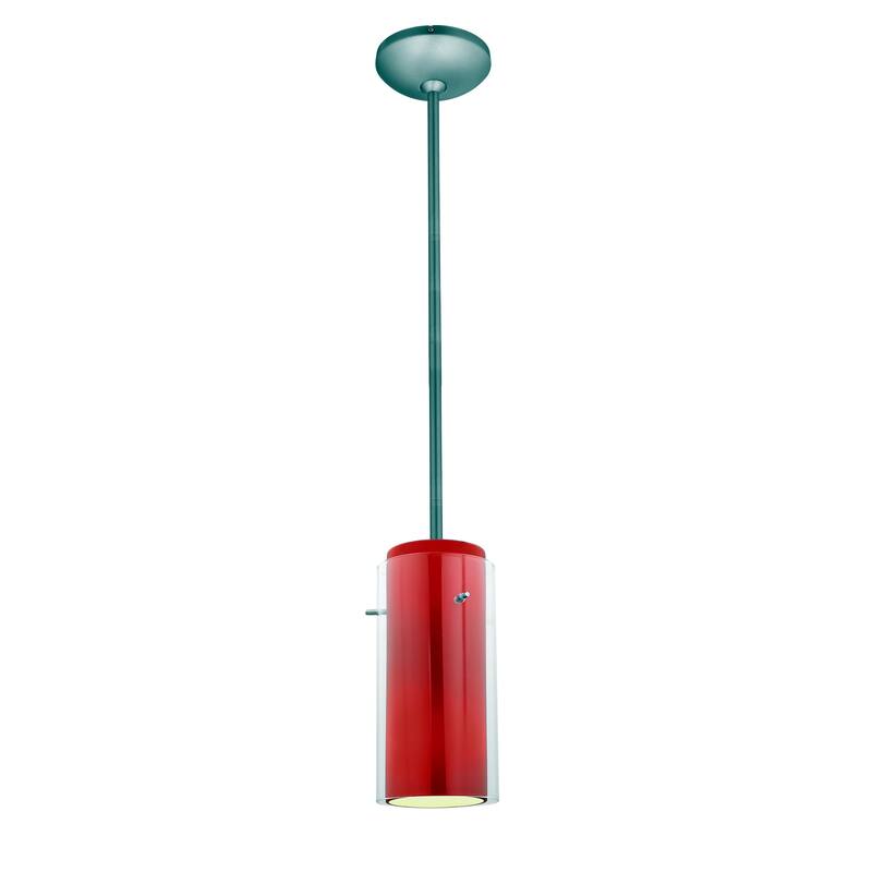 Access Lighting Glass n Glass Cylinder 1 Light LED Pendant - 5" Wide - Brushed Steel