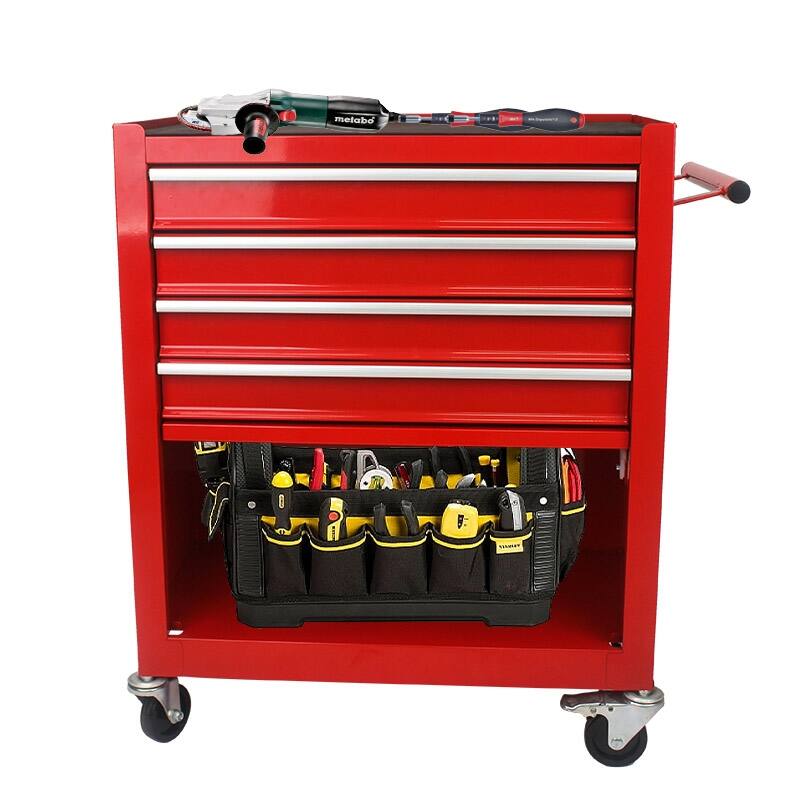 4-Drawer Rolling Tool Cart Storage Tool Box Cabinet Locked Organizer - Red