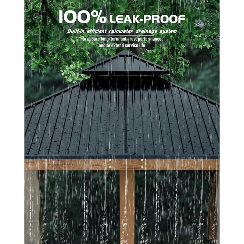 10'x10' Wood Hardtop Gazebo for Patio, Deck, Backyard, Lawn, and Garden - 10X10 Ft