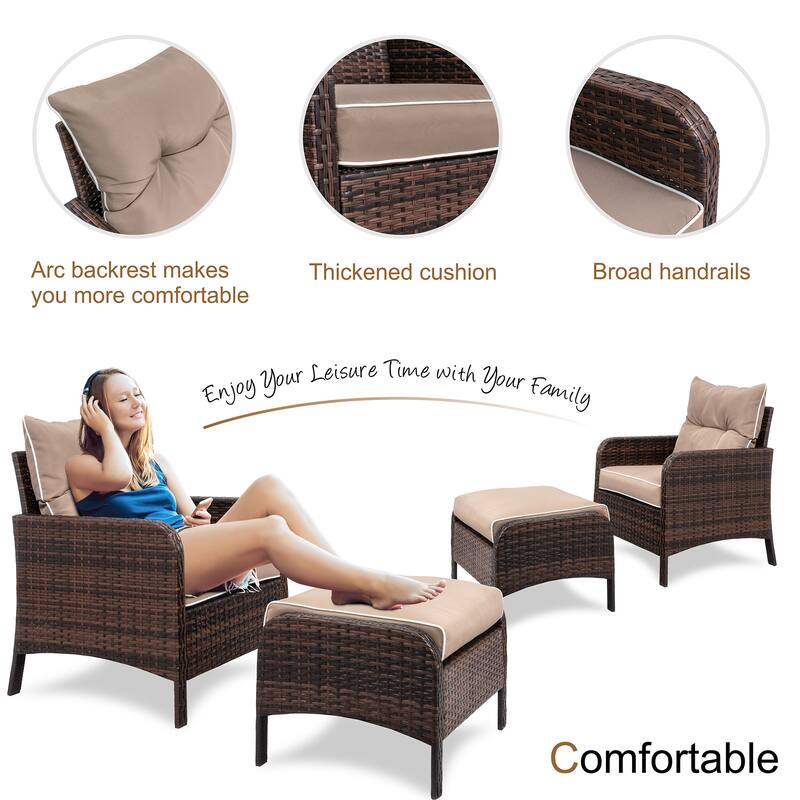 Futzca 5-pc. Brown Wicker Small Patio Furniture Set