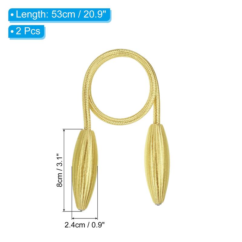 2Pcs Curtain Tiebacks Clips Decorative Window Drape Twist Tie Backs - Gold