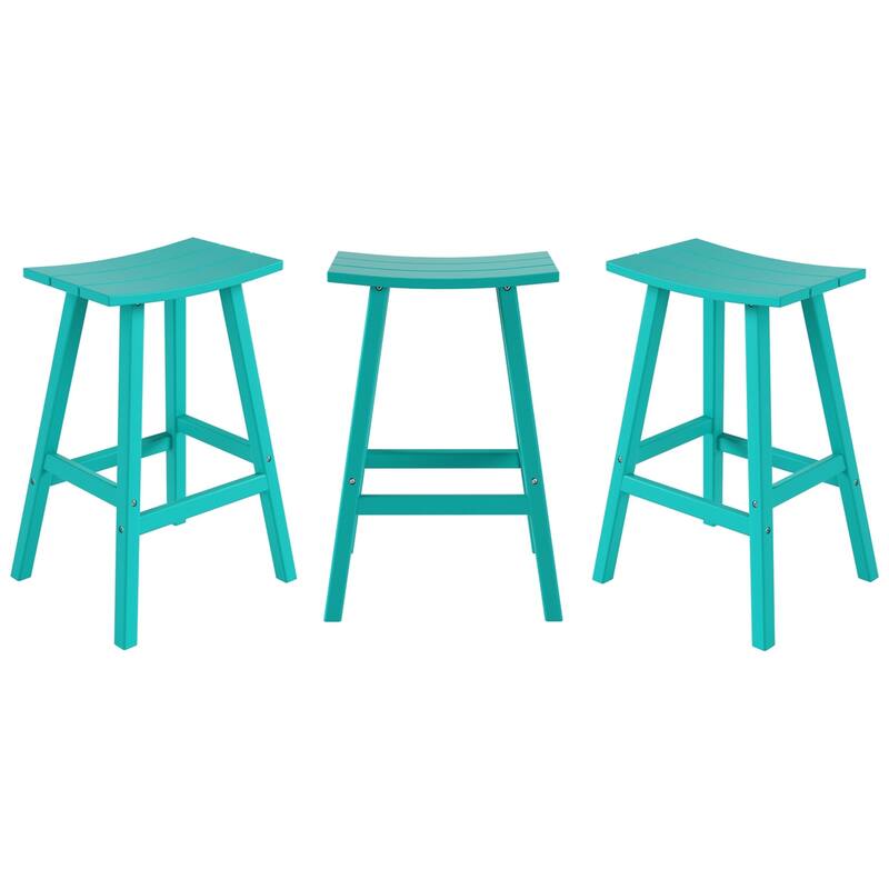 Laguna Hdpe All Weather Outdoor Patio 29" Saddle Seat Bar Stool (Set Of 3)