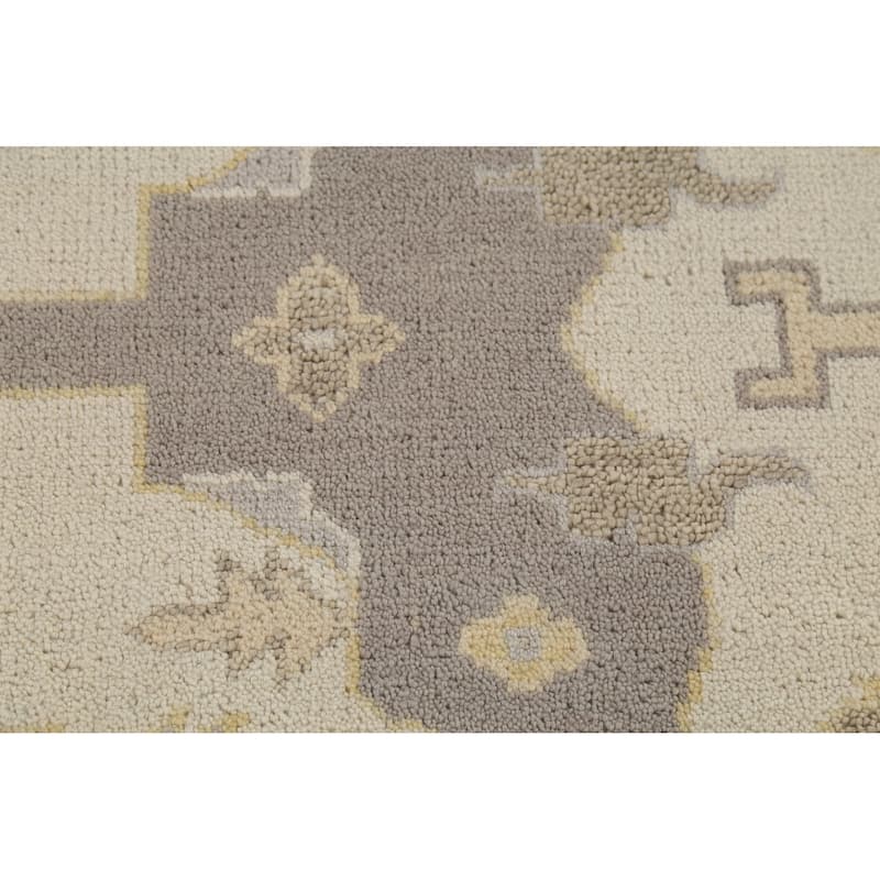 Earth Tone Oushak Indian Rug Hand-Knotted Floral Wool Carpet - 9'2"x 11'6"