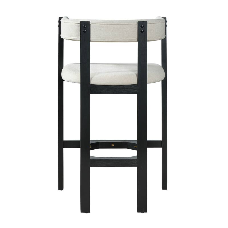 Christopher Knight Home - Julian Modern Upholstered Bar Stool Set with Curved Back and Solid Wood Frame for Dining Spaces