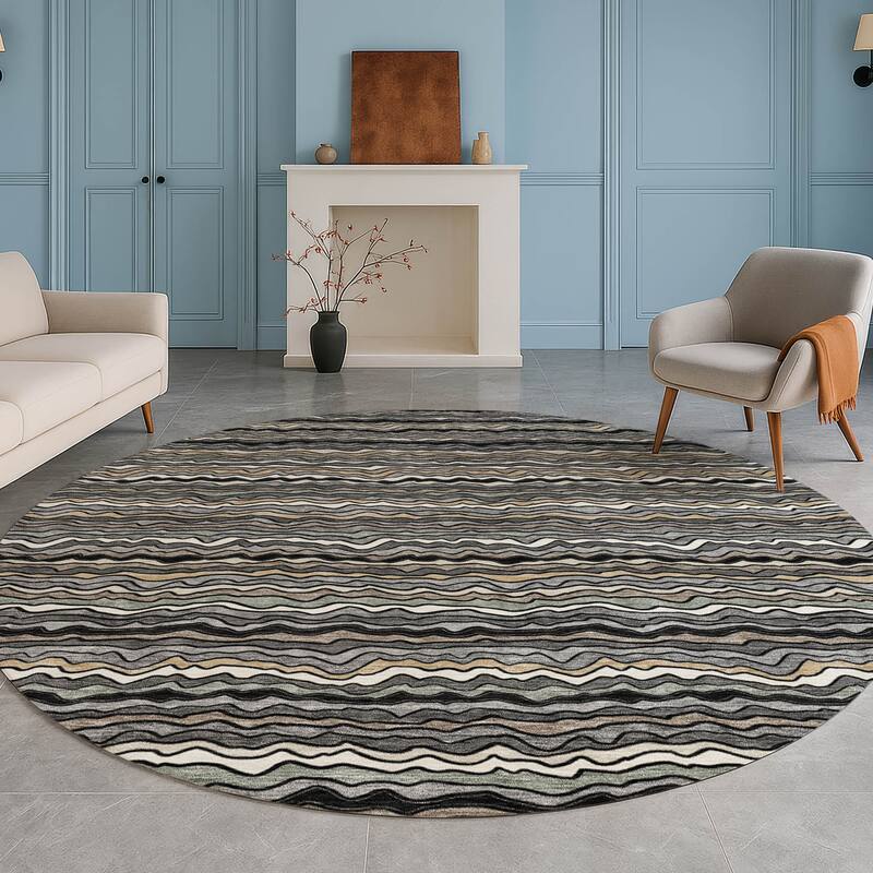 Machine Washable Indoor/ Outdoor Ziggy Stripe Chantille Rug