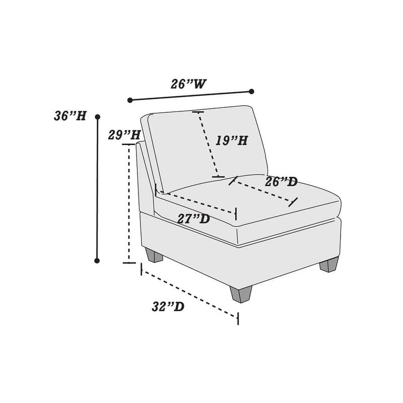 U-Sectional Modular Sectional Couch Grey Linen Like Fabric 2x Corner Wedge 2x Armless Chairs and 2x Ottomans