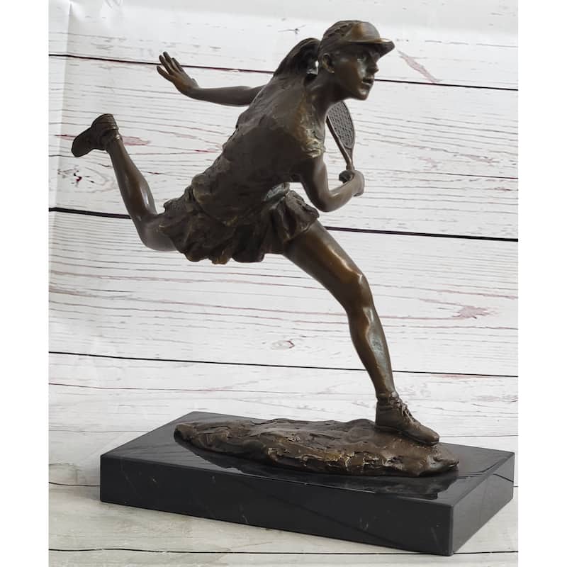 Original Female Tennis Star Player Trophy Bronze Satue By Spanish Artist Milo