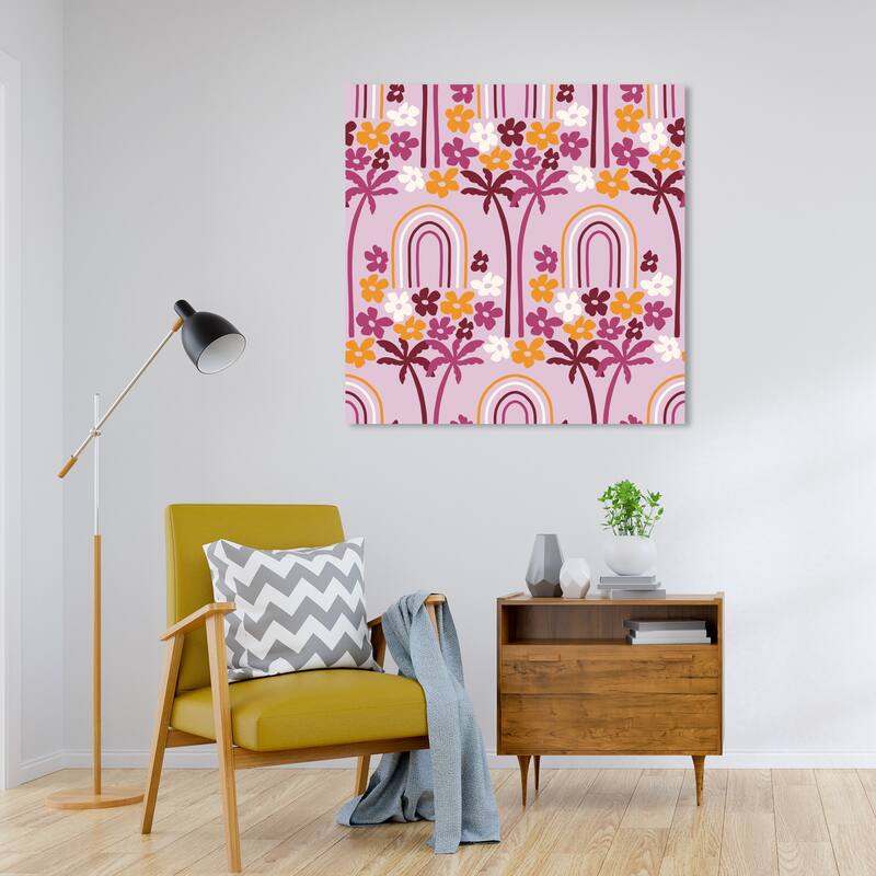 Wynwood Studio Canvas Abstract Floral Yard Invention Purple and Dark Yellow Modern & Contemporary Wall Art Canvas Print