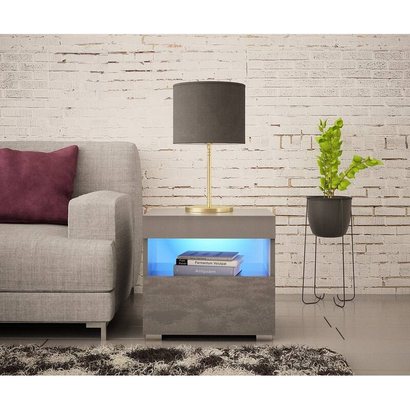 Strick & Bolton Cyrena High-gloss Nightstand with LED Lights