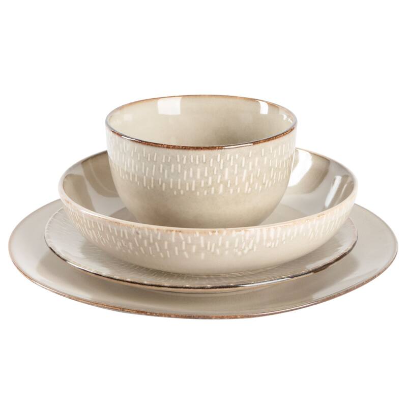 Gibson Elite Matisse 16-Piece Double Bowl Reactive Glaze Stoneware Dinnerware Set