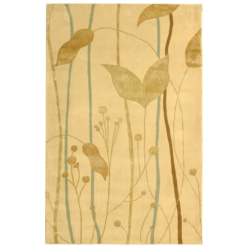 SAFAVIEH Handmade Rodeo Drive Samara Mid-Century Modern Abstract Wool - 5' x 8' - Ivory/Gold - Rectangle