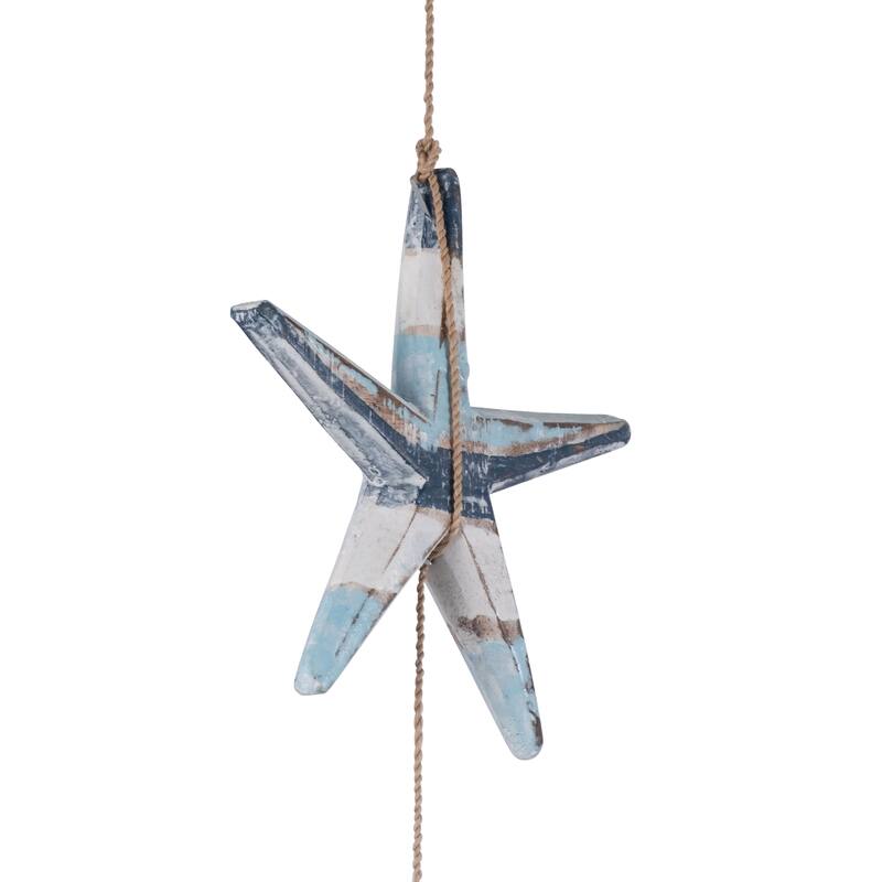 Decorative Wooden Boat Hanging Beaded Garland - 39", Blue & White