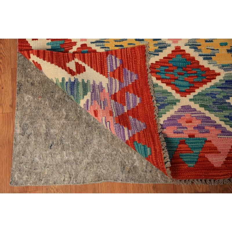 Reversible Kilim Oriental Area Rug Flatweave Wool Carpet - 7'11" x 9'8"