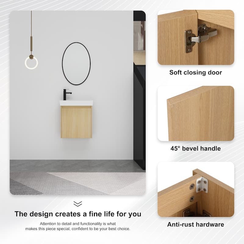 BNK 16"/20"/24"/30"/36" Single Sink Bathroom Vanity with Soft Close Door and Shelf