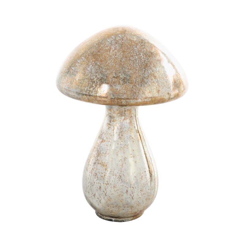 Gold, Green or Champagne Glass Handmade Glossy Weathered Mushroom Sculpture (Set of 2)
