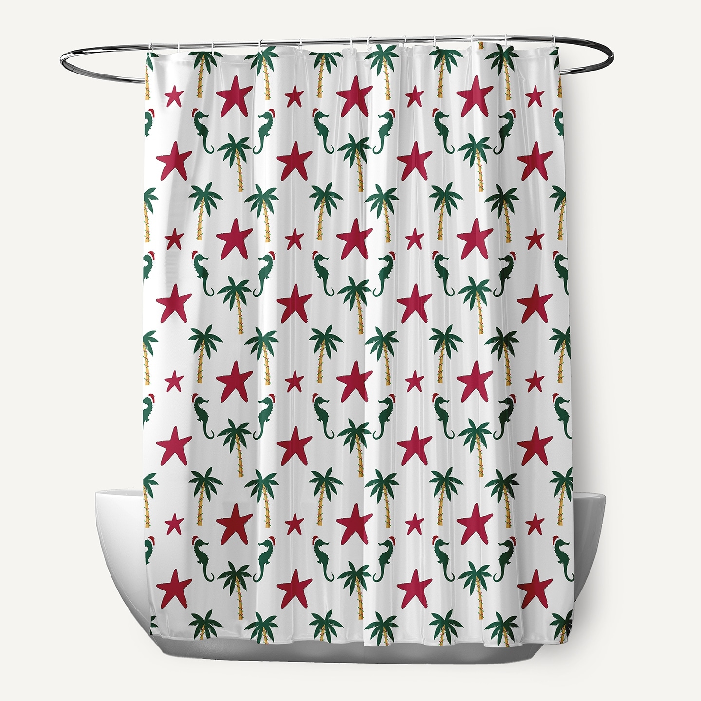 Christmas Beach Pattern Shower Curtain